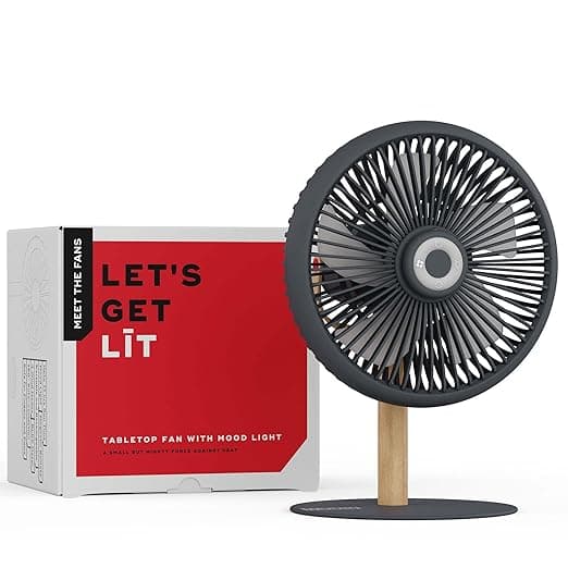 NUUK LIT Cordless & Rechargeable 7 Inch Table Fan with Night Light & Remote Control | Auto Oscillation with 4 Wind Modes | BLDC Fan with Up To 12 Hour Run Time | Portable Table Fan for Home, Office